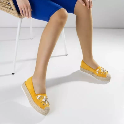 OUTLET Espadrilles jaunes pour femmes avec décoration Loranda - Chaussures