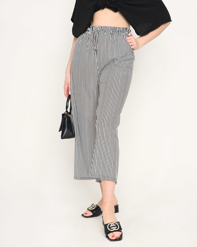 Pantalon femme tissu rayé blanc - Vêtement