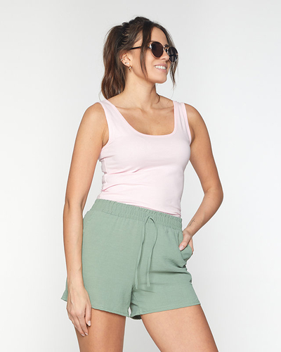Short en tissu vert pour femme GRANDE TAILLE - Vêtements