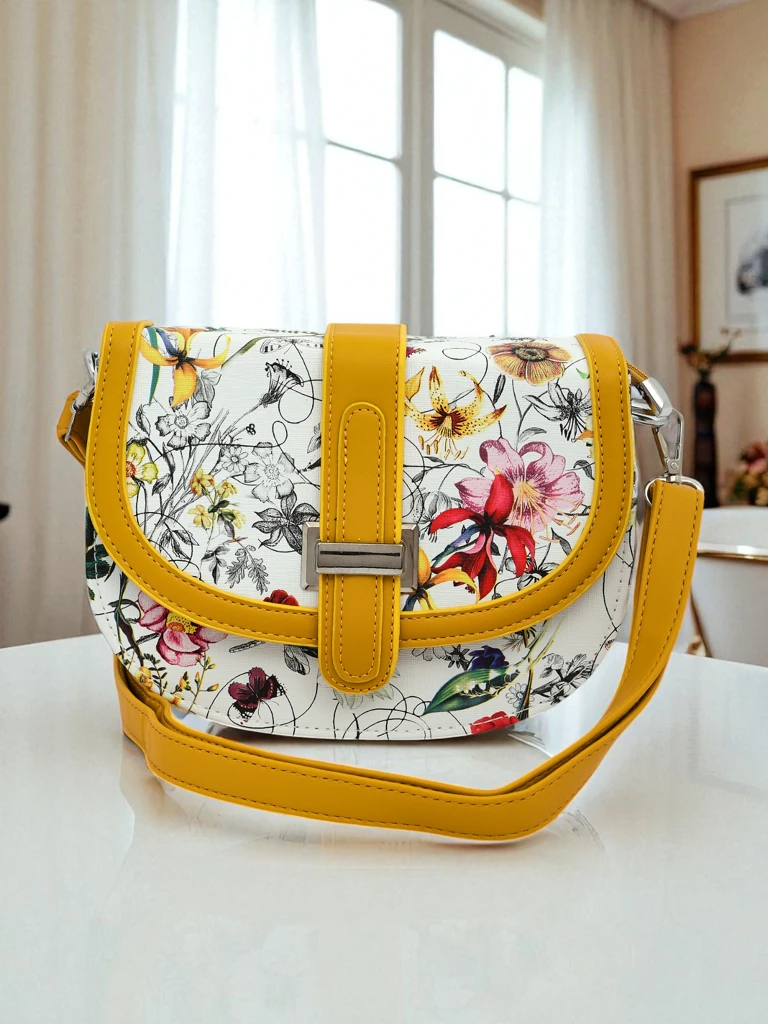 Royalfashion Petit sac à main pour femme en cuir écologique à fleurs Ori Elle