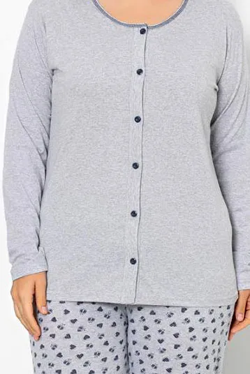 Mode royale Pyjama 2 pièces en coton pour femmes avec des cœurs GRANDE TAILLE