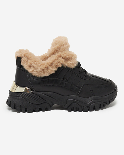 Chaussures de sport pour femmes noires avec fourrure Flixi - Chaussures