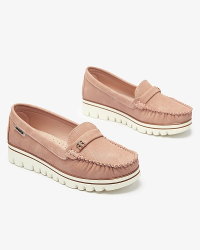 Mocassins pour femme rose foncé avec paillettes et zircon Retiga - Chaussures