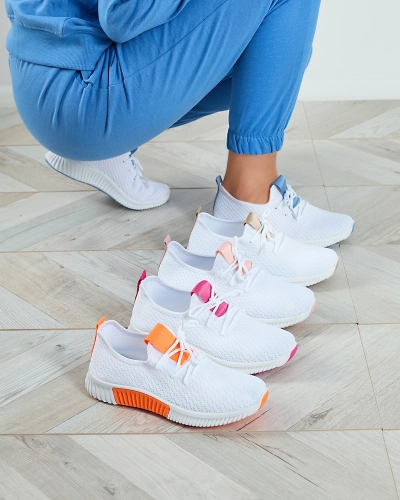 Chaussures de sport blanches pour femmes avec inserts orange Kedeti - Footwear