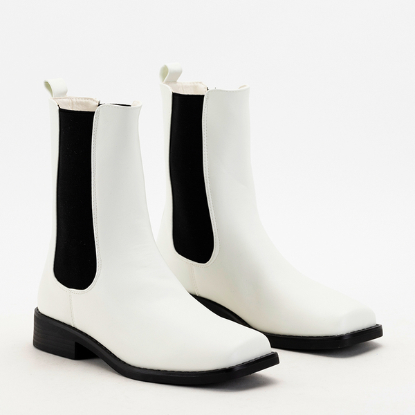 Bottines blanches femme bout carré Pyroqe - Chaussures