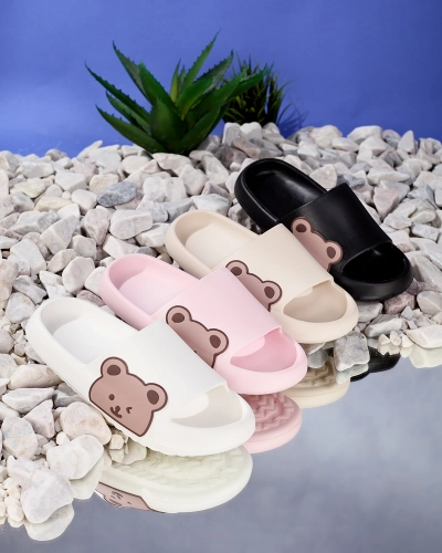 OUTLET Royalfashion Tongs en caoutchouc rose pour femme avec ours en peluche Leverika