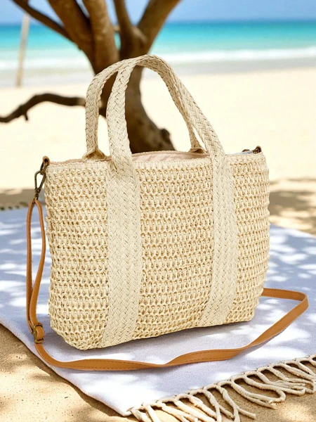 Royalfashion Grand sac en paille pour femme Bella Paglia