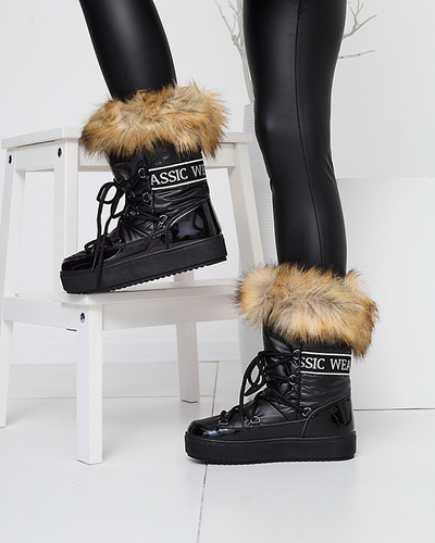Bottes de neige noires vernies pour femmes Fursav - Footwear
