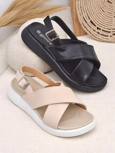 Royalfashion Sandales pour femmes Riva Star à semelle épaisse