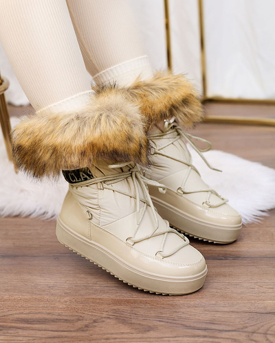 Royalfashion Beige slip-on boots a'la snow boots for women Gomllo