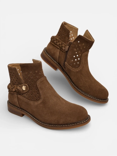 Bottines ajourées pour femmes en cuir naturel Unimi