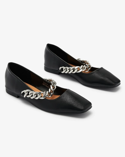 Ballerines noires pour femme avec chaîne Serima - Footwear