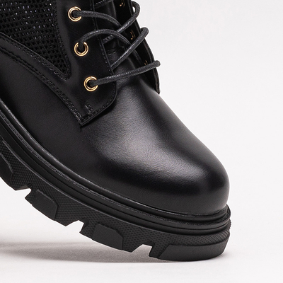 Bottines à lacets femme noires ajourées Buhomi - Footwear