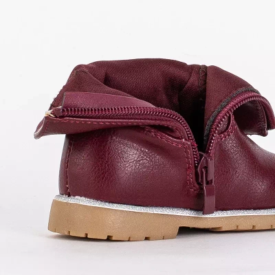Boots fille bordeaux avec tige décorative Nokimi-Shoes