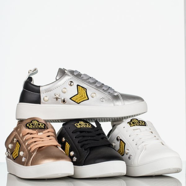 Sneakers femme rose et or à décor glamour - Chaussures 1