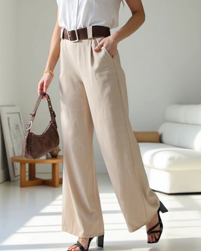 Royalfashion Pantalons larges pour femmes avec ceinture