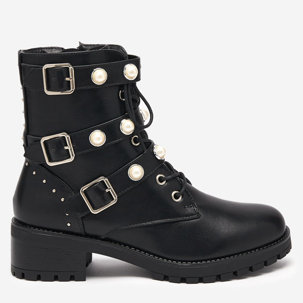 OUTLET Bottes pour femmes noires avec perles Salviso - Chaussures