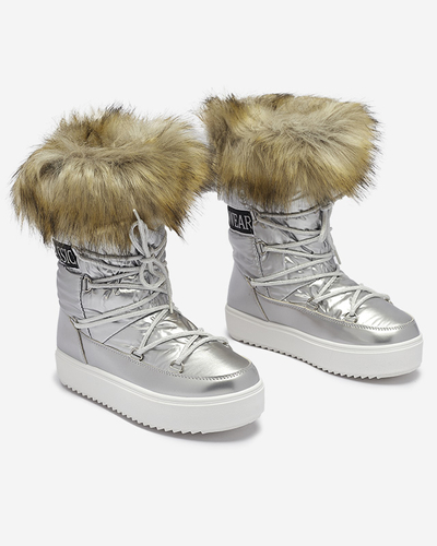 Bottes de neige argentées pour femmes avec fourrure Lilitsa- Footwear