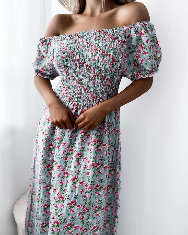 Robe midi à imprimé floral pour femme Mint - Vêtements