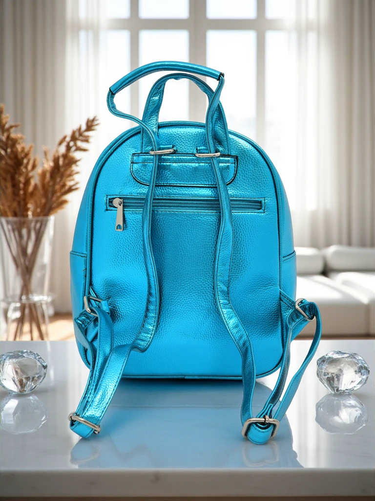 Sac à dos pour femme Royalfashion en cuir écologique avec bandes métalliques Bandes Métalliques