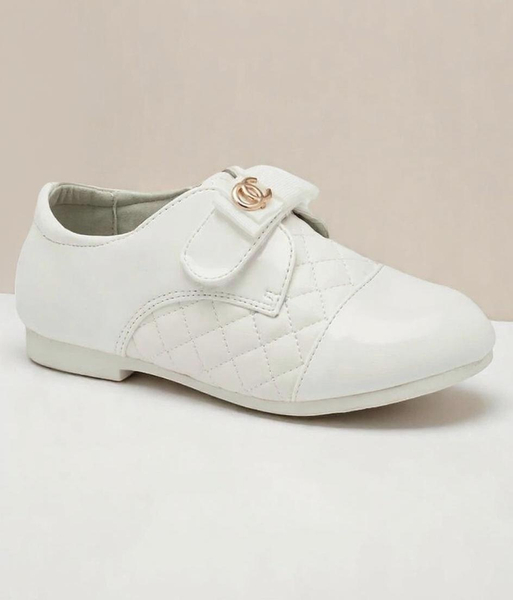 Demi chaussures en cuir écologique matelassé blanc pour filles Mawert- Footwear