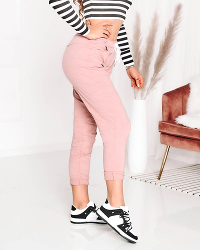 Pantalon en tissu rose clair pour femme - Vêtements