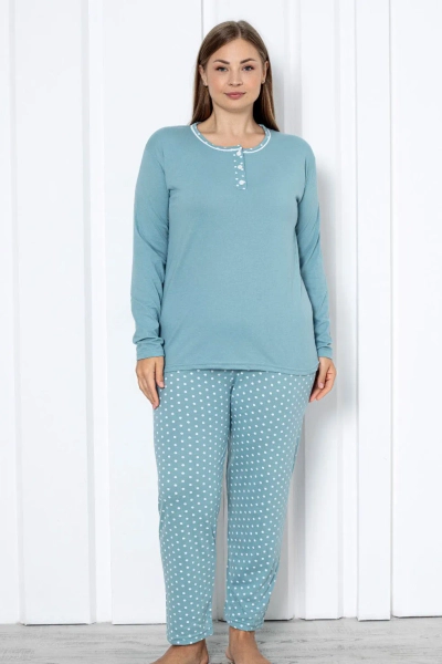 Royalfashion Pajama Femme en Coton 2 Pièces à Pois TAILLE PLUS