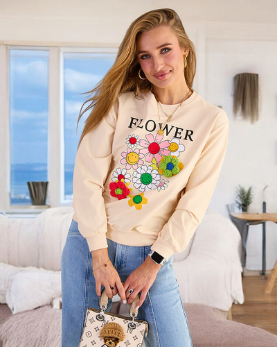 Royalfashion Sweat-shirt en coton à imprimé fin pour femme