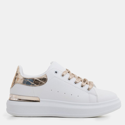 Chaussures de sport pour femmes blanches et dorées Pamelia - Vêtements