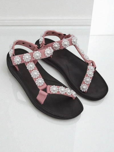 Sandales Letitia Royalfashion roses à plateforme - jets de perles classiques