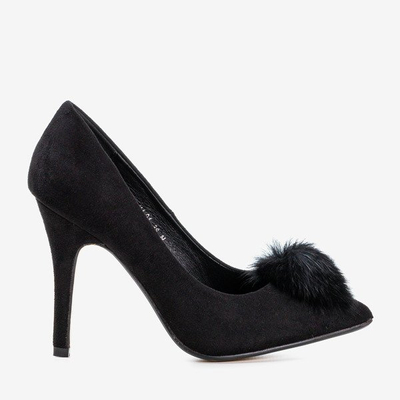 Escarpins noirs à talon aiguille avec pompon Amalia - Footwear