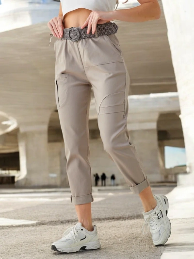 Pantalons en viscose Royalfashion pour femmes avec une ceinture