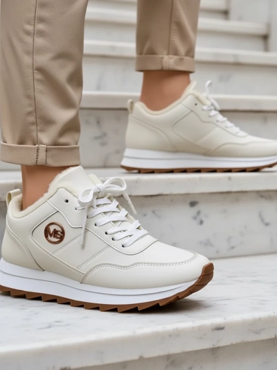 Royalfashion Alba Baskets Blanches Isolées pour Femmes en Cuir Écologique sur Plateforme