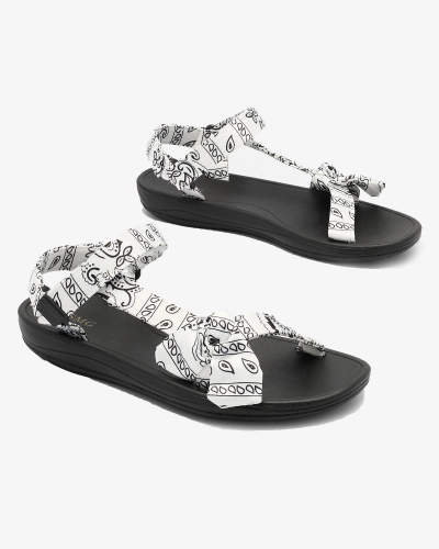 Royalfashion Sandales pour femmes blanches et noires avec nœud Oyall