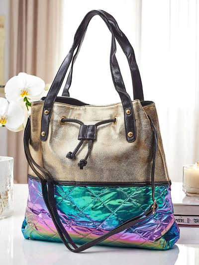 Royalfashion Grand sac à main pour femme Golden Luxe Shopper