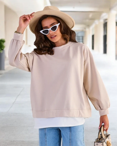 Royalfashion Sweat-shirt fin en coton pour femme