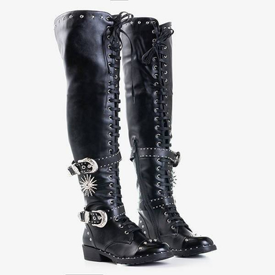 Bottes à lacets noires en cuir écologique Stefania - Footwear