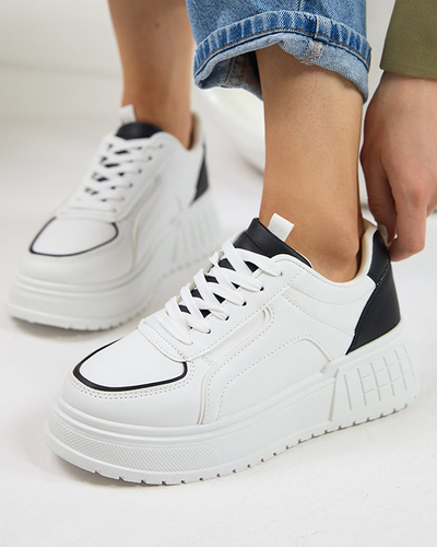 Chaussures de sport en éco-cuir noir et blanc pour femmes sur la plateforme Cerecha - Footwear