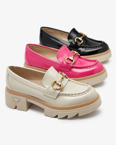 Mocassins femme beige laqué avec cristaux Inriw - Footwear