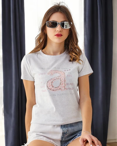 Royalfashion T-shirt en coton pour femmes Combination Of Owality