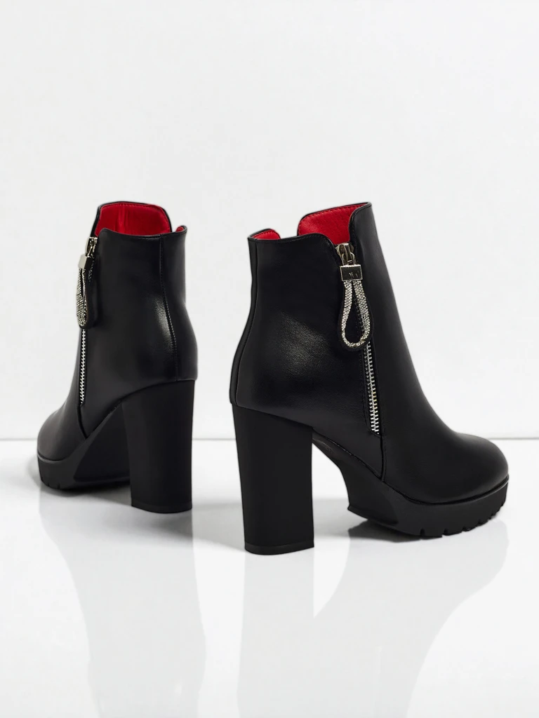 Bottines femme en cuir écologique à talons épais Marellin