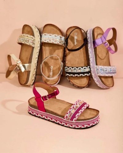 Royalfashion Sandales en mussir brodé pour femme