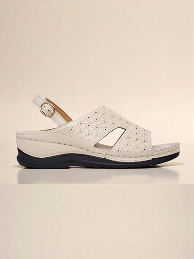 Sandales Royalfashion pour femmes, petite semelle compensée Comfort Chic