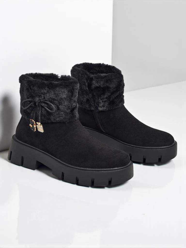 Bottines hautes pour femmes en éco-daim avec fourrure Vernaya