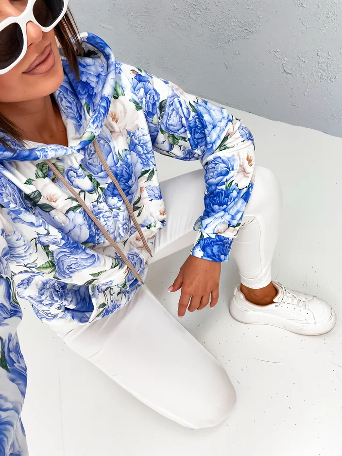 Sweatshirt floral féminin a'la velours Royalfashion