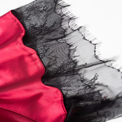 Pyjama femme bordeaux avec dentelle - Vêtements