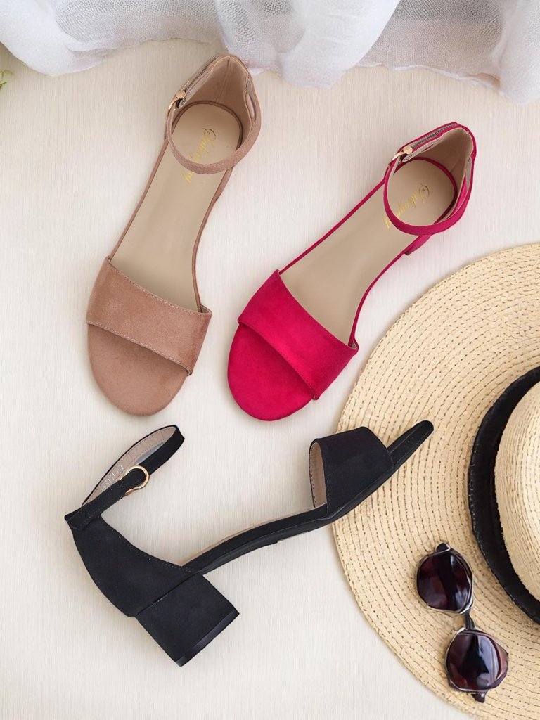 Royalfashion Sandales à talon bas pour femmes SoftHeels