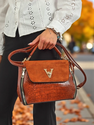 Sac à main pour femmes Vesta Classica – cuir écologique suédé marron