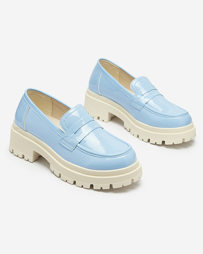 Royalfashion Mocassins laqués bleus pour femmes Noppel