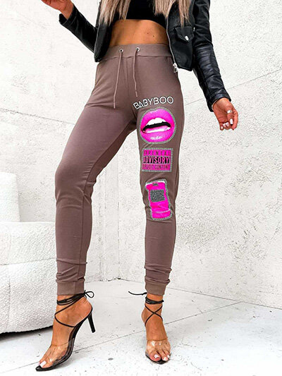 Royalfashion Pantalon de survêtement femme avec imprimé décoratif